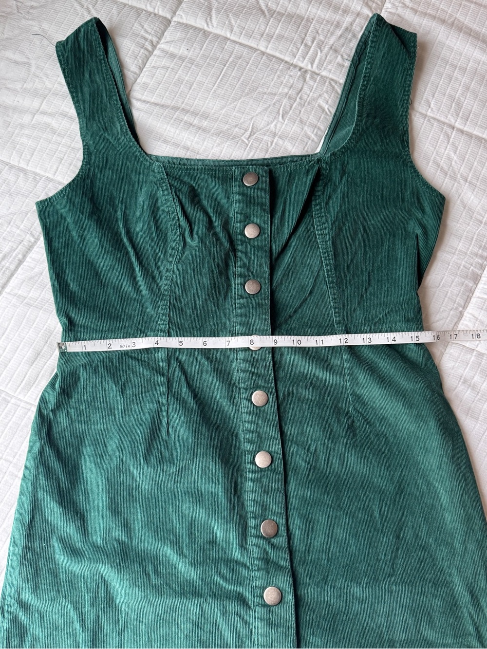 Urban Outfitters emerald green corduroy button down mini dress size 10 - Picture 8 of 11